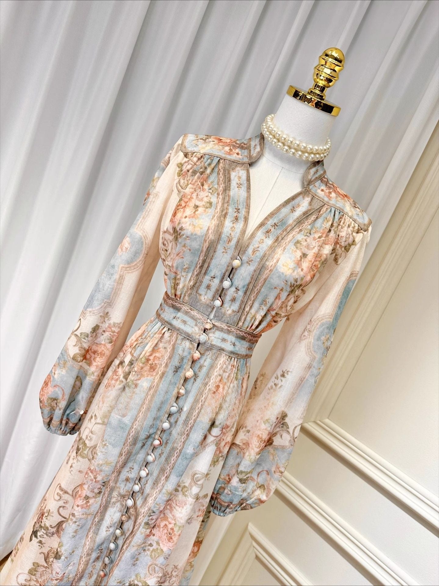 Bubble Sleeve Cotton Linen Dress