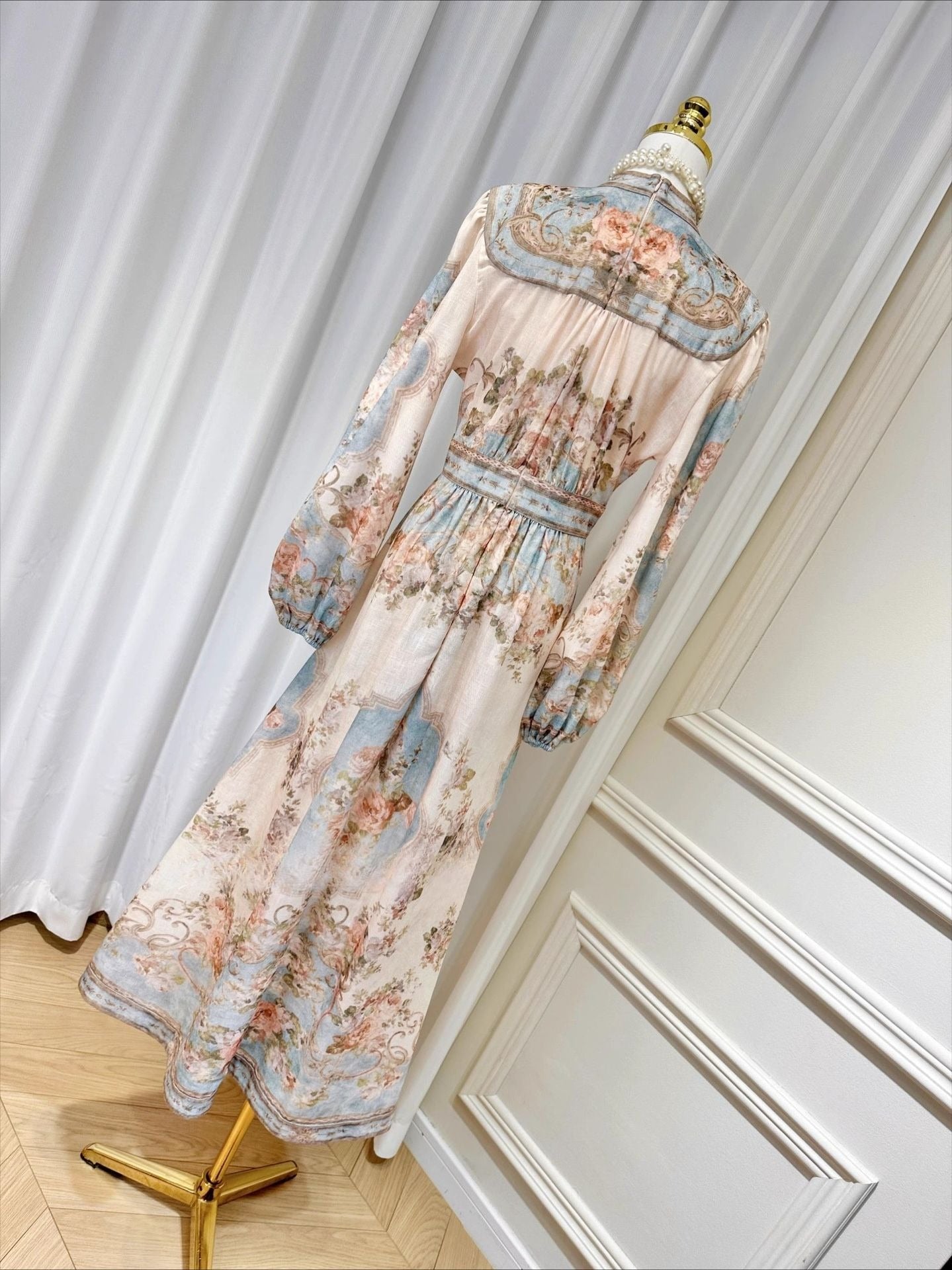 Bubble Sleeve Cotton Linen Dress