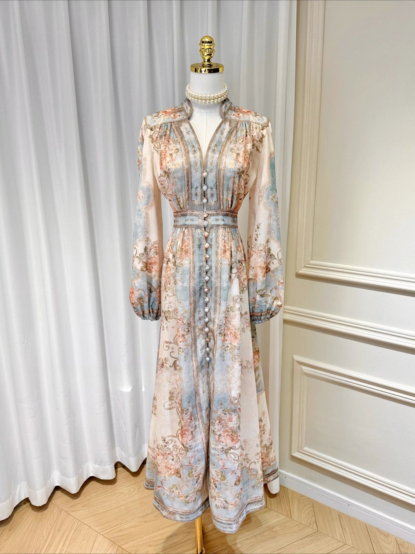 Bubble Sleeve Cotton Linen Dress