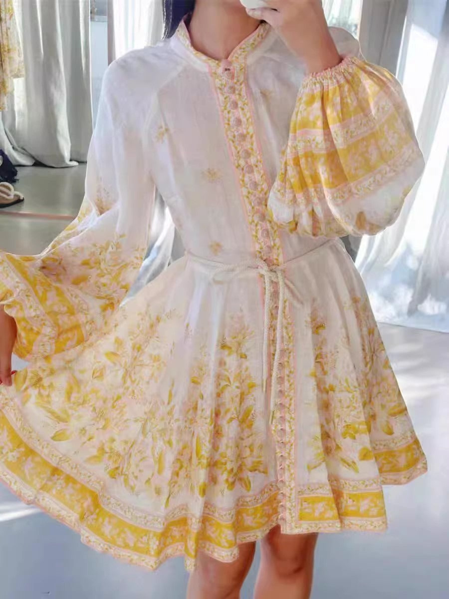 Lantern Sleeve Mini Dress