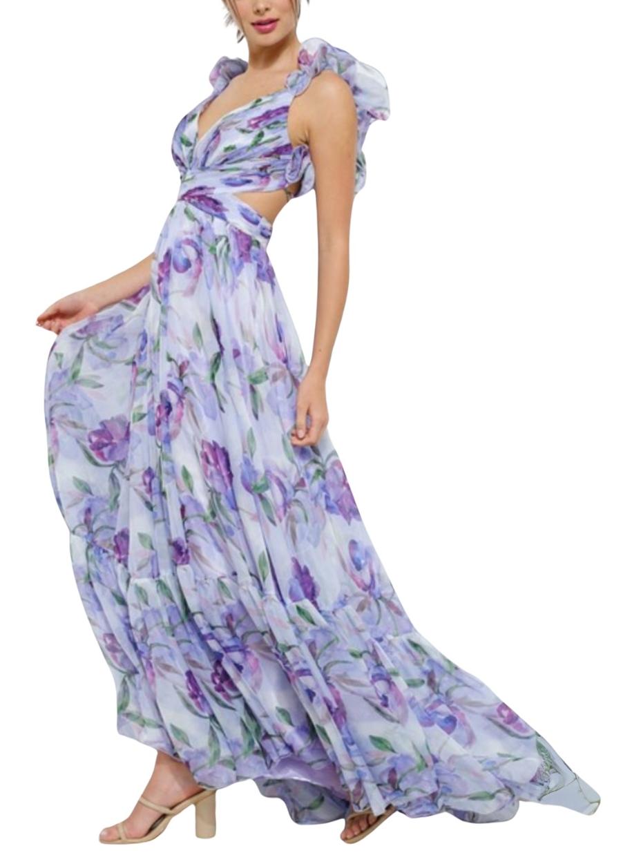 V-neckline Adjustable Straps Maxi Dress