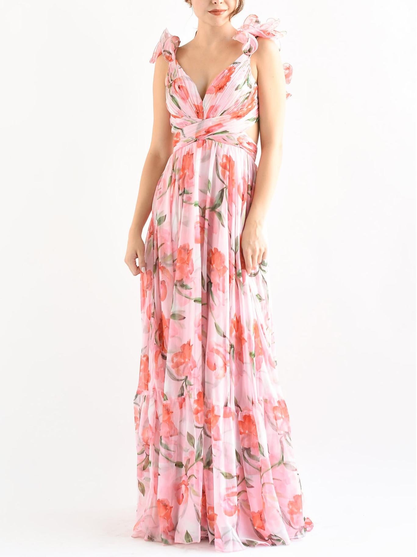 V-neckline Adjustable Straps Maxi Dress