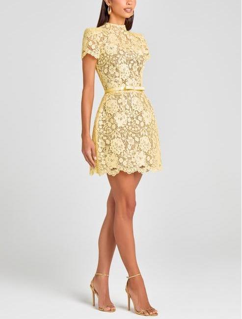 Yellow Lace Mini Dress