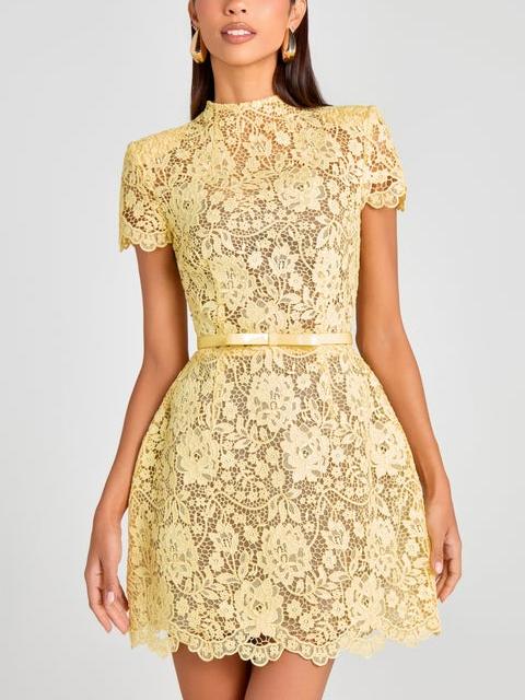 Yellow Lace Mini Dress