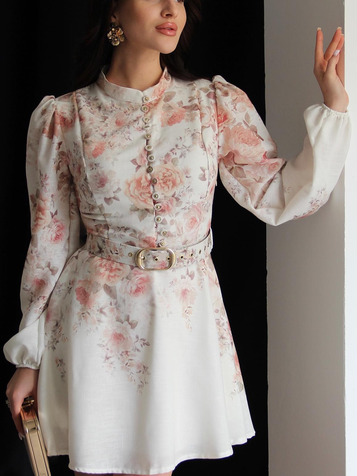 Single-breasted Stand-collar Dress