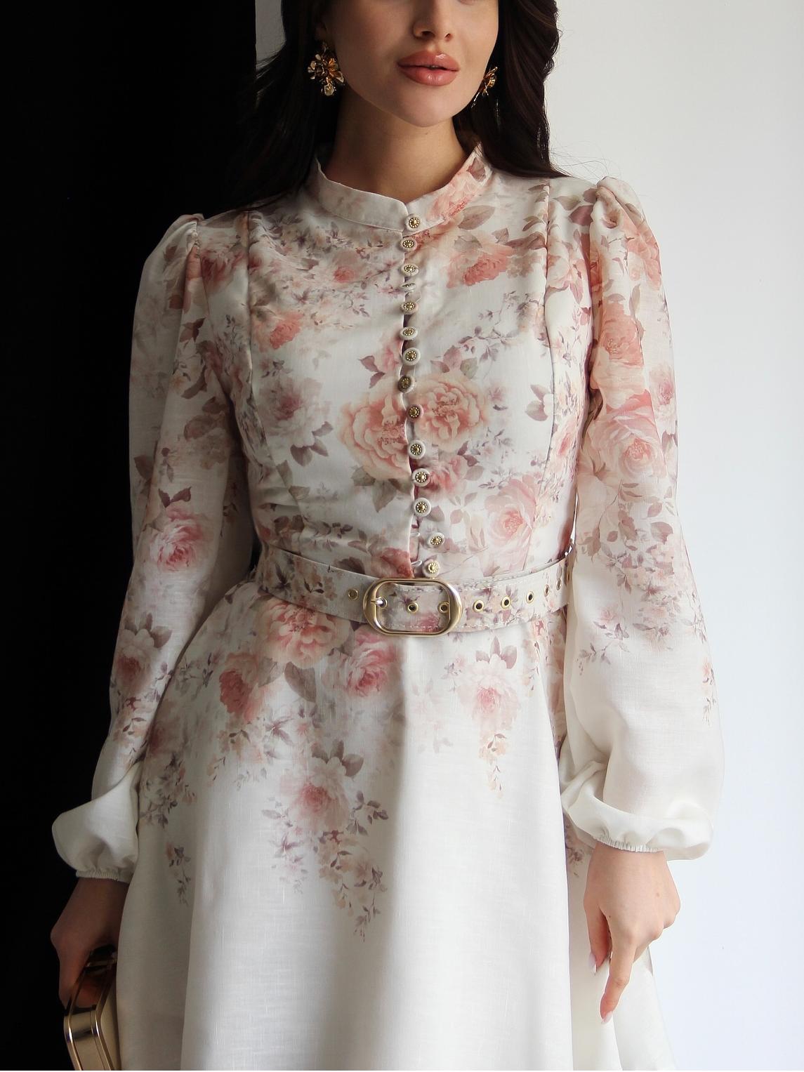 Single-breasted Stand-collar Dress