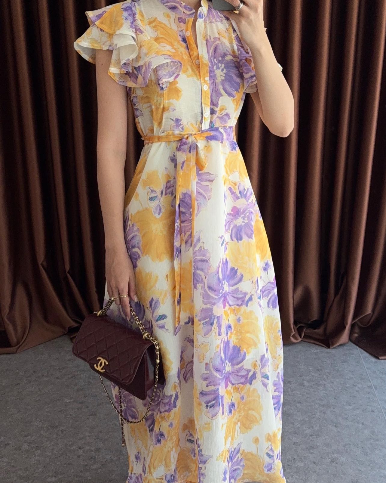 Ruffled Lilac Floral Premium Dress