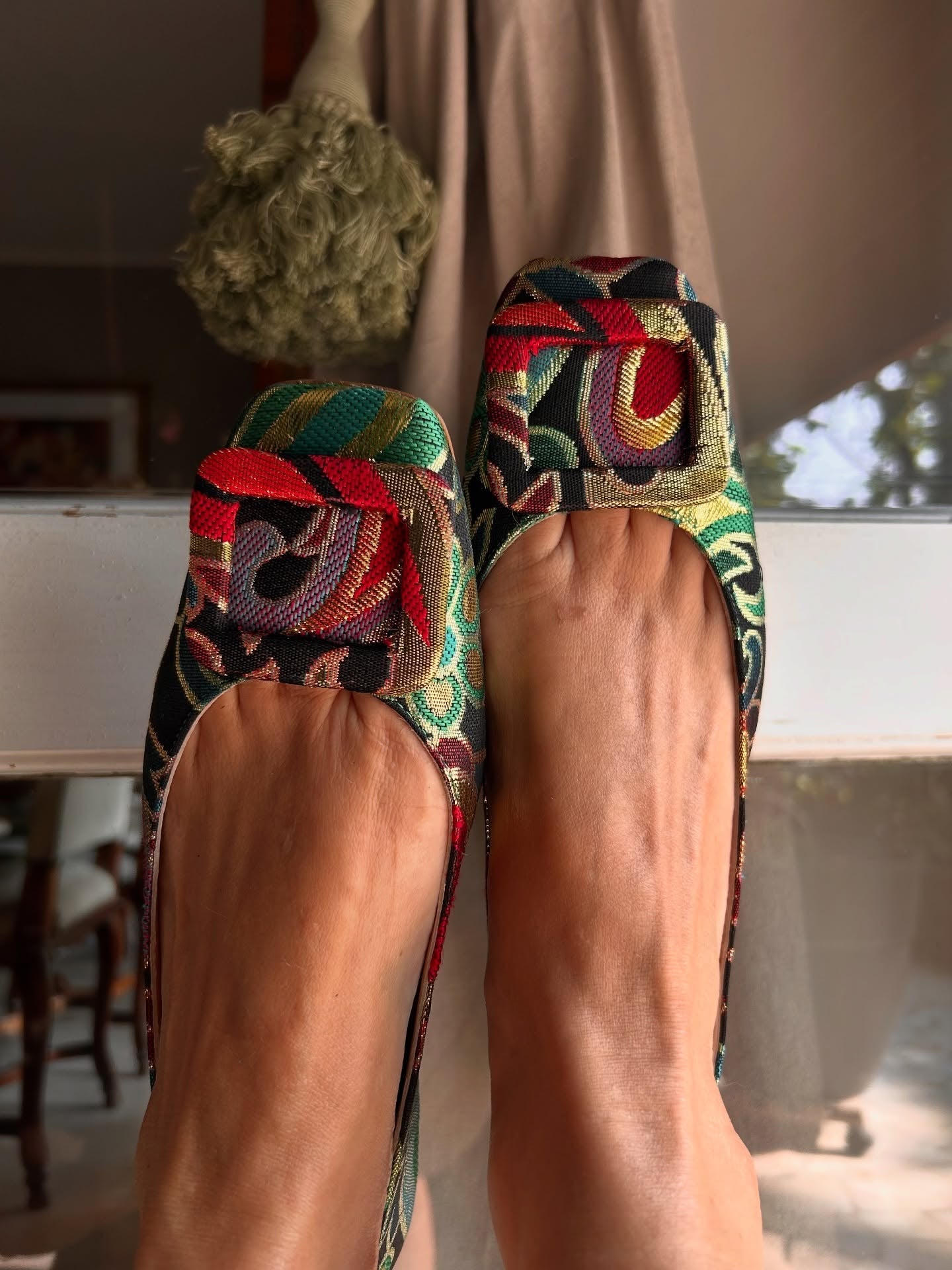 Black Brocade Patterned Ballet Shoes