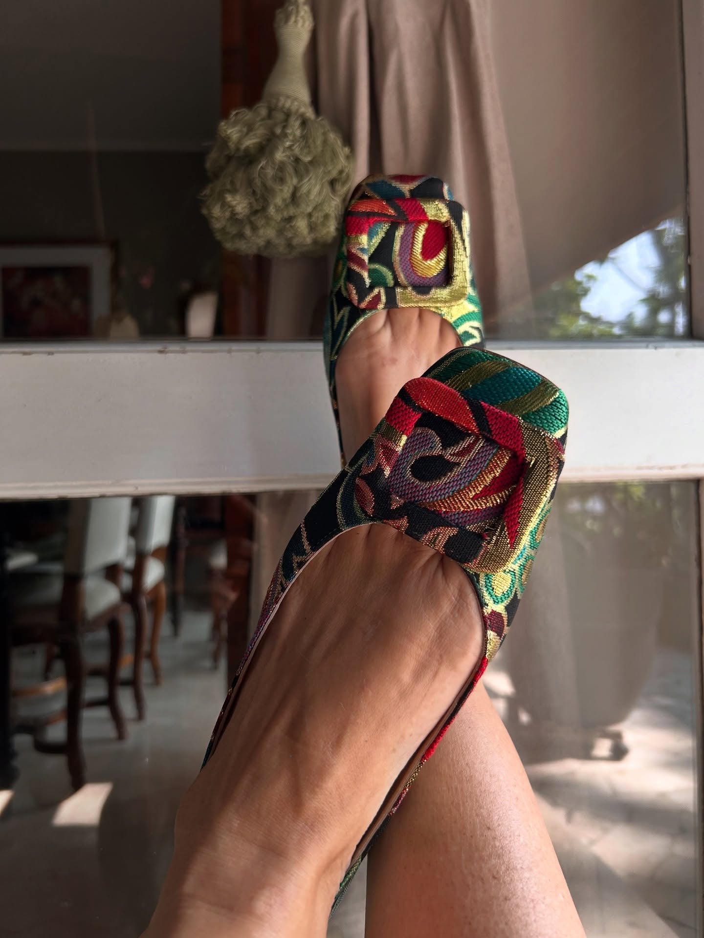 Black Brocade Patterned Ballet Shoes