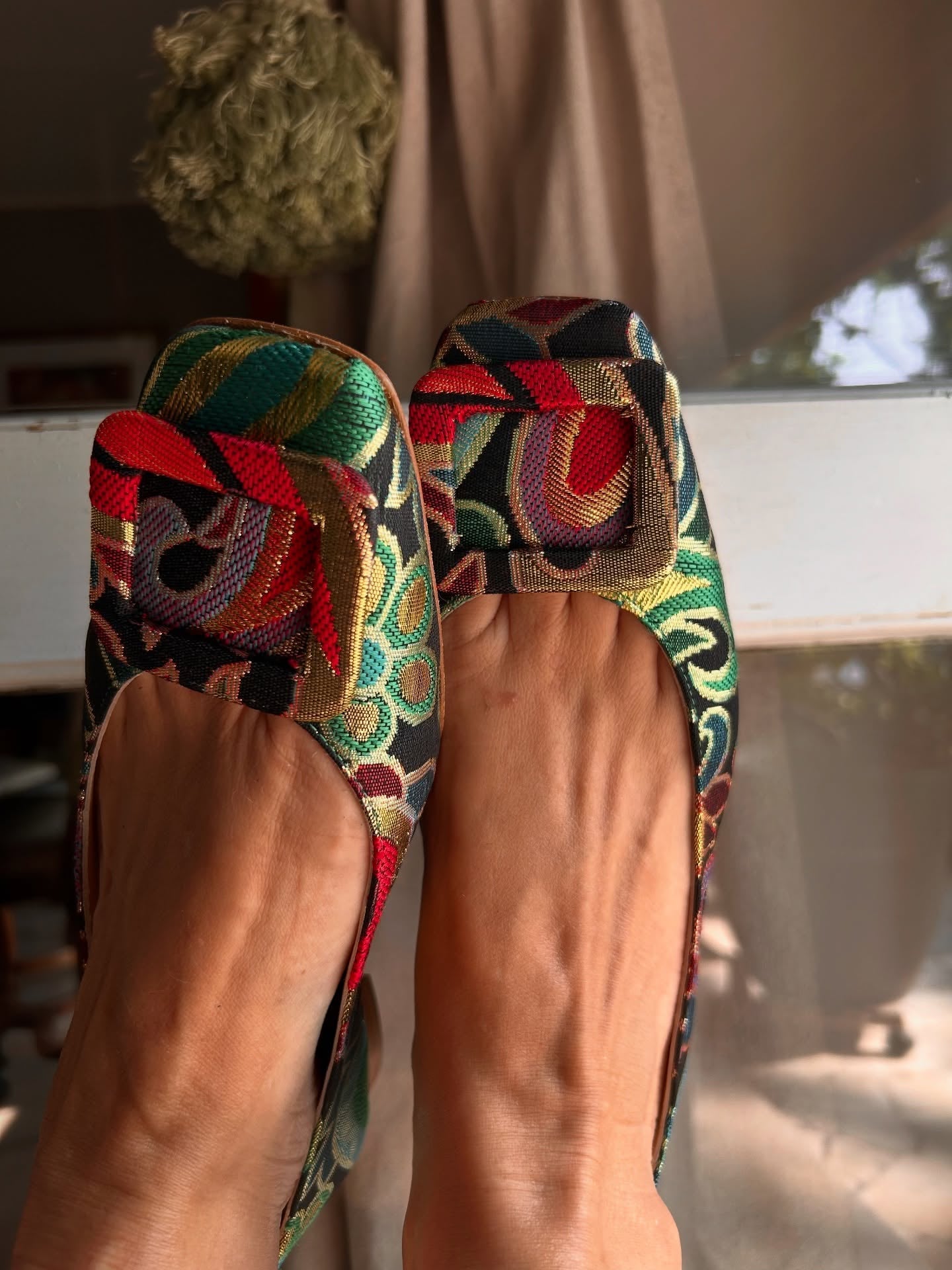 Black Brocade Patterned Ballet Shoes