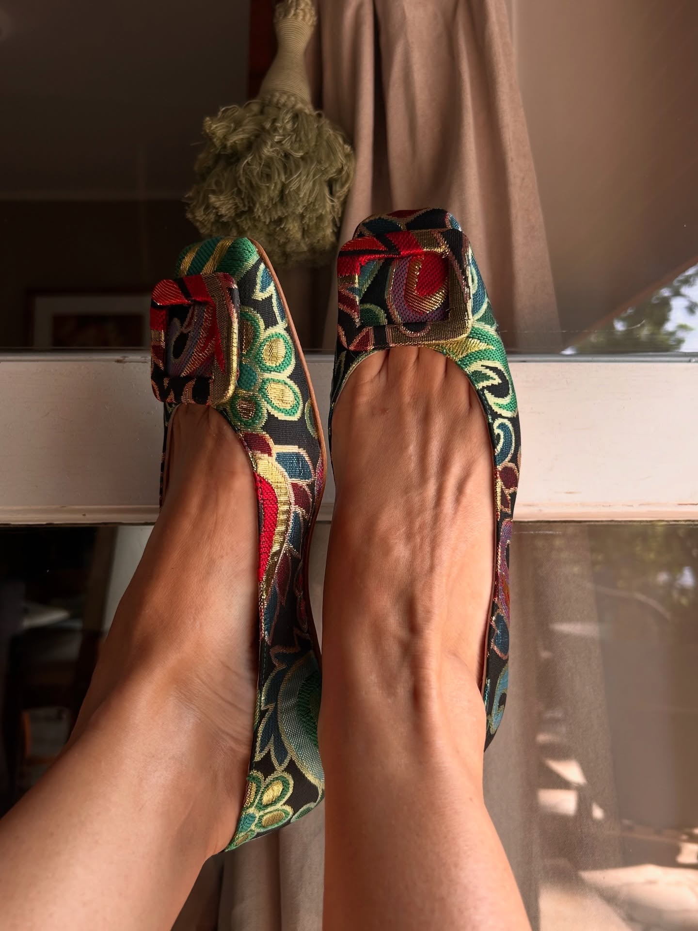 Black Brocade Patterned Ballet Shoes