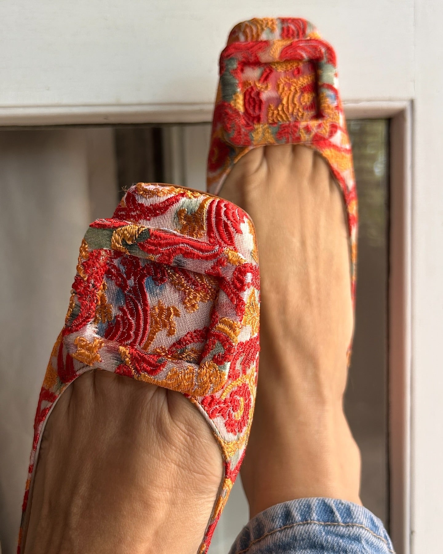 Black Brocade Patterned Ballet Shoes