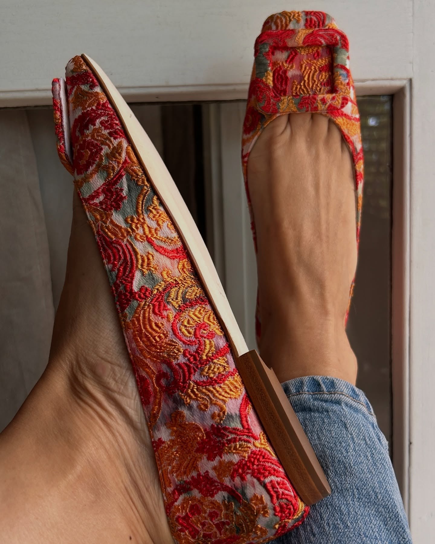 Black Brocade Patterned Ballet Shoes