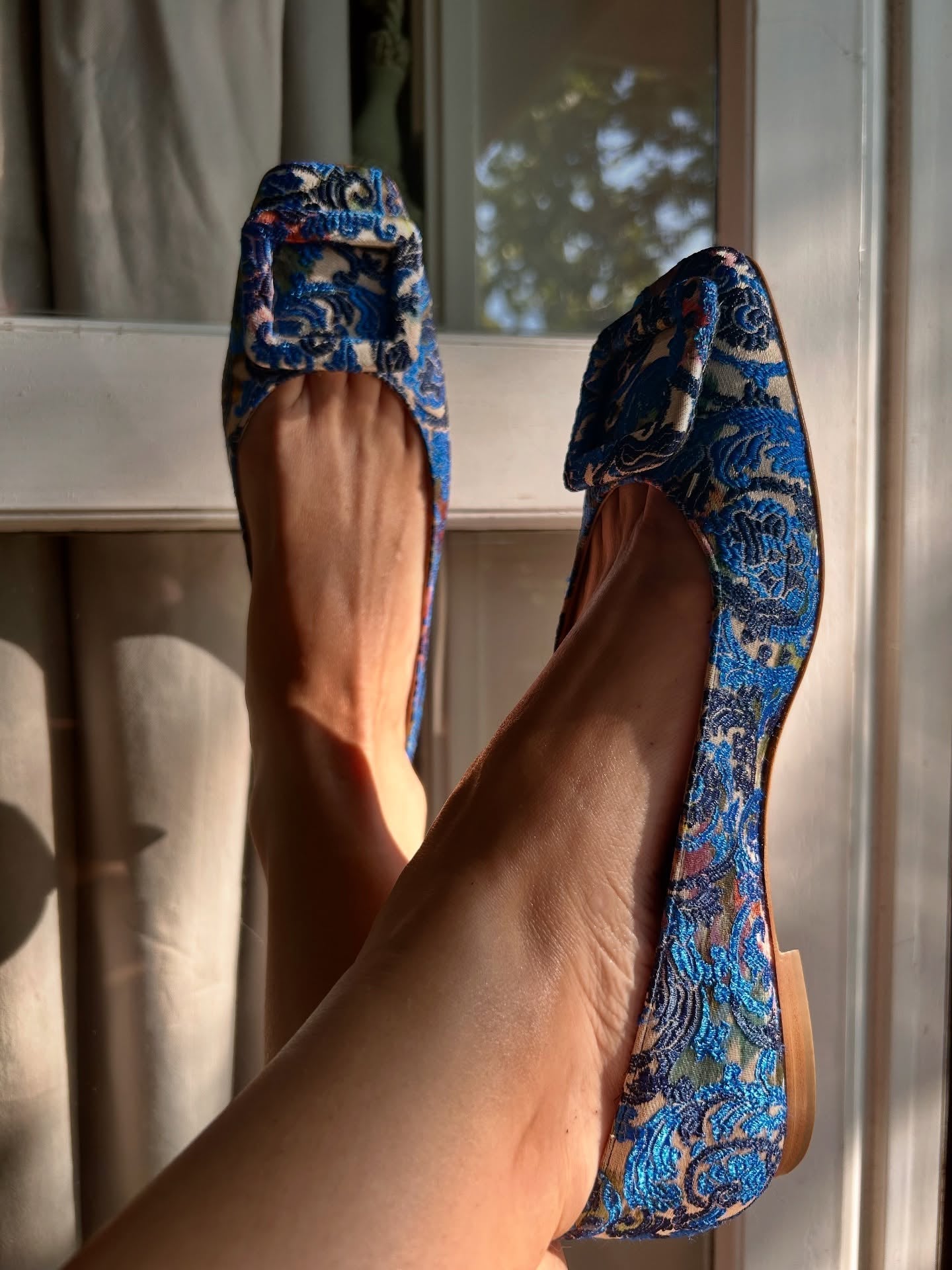 Black Brocade Patterned Ballet Shoes