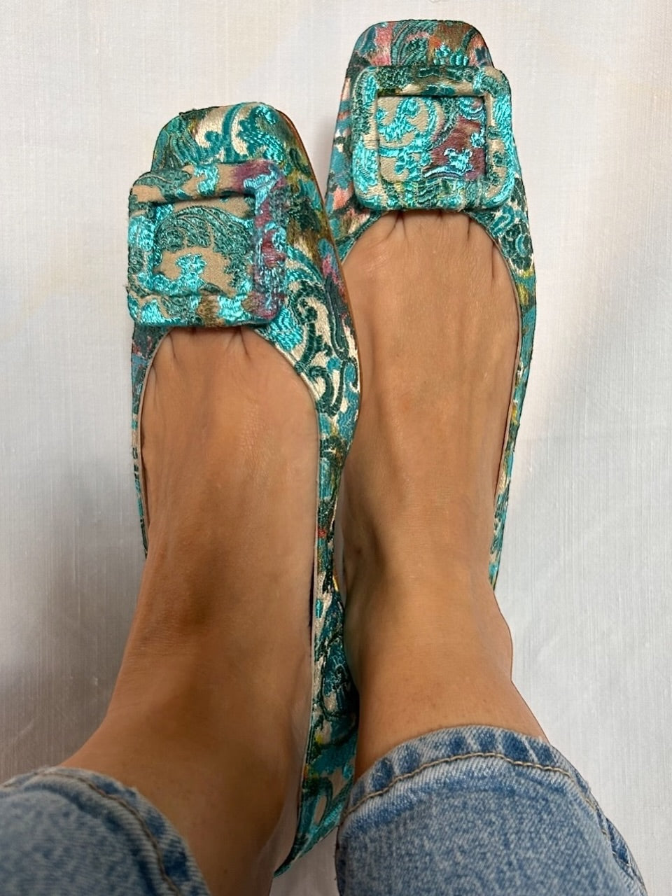 Black Brocade Patterned Ballet Shoes