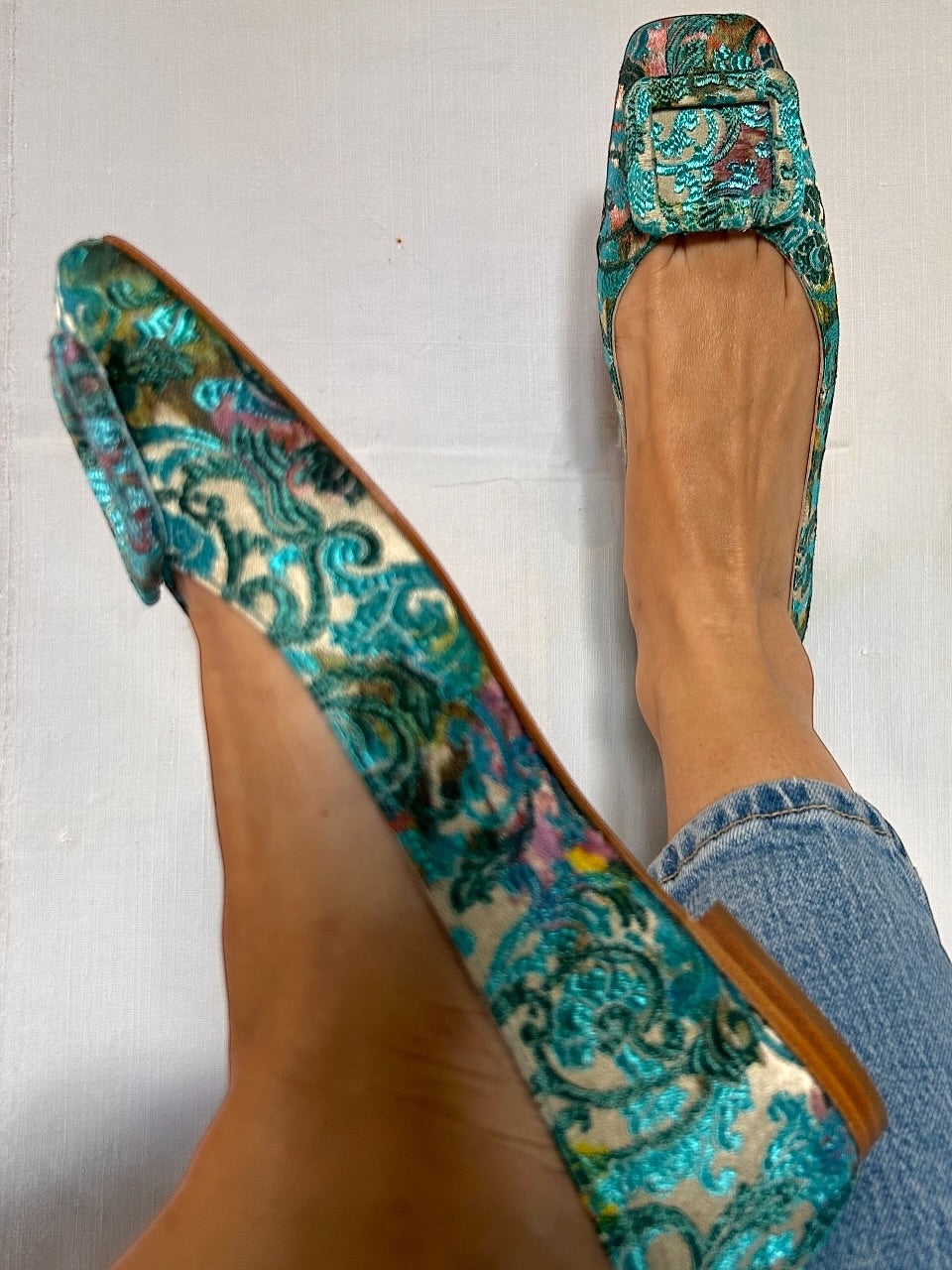 Black Brocade Patterned Ballet Shoes