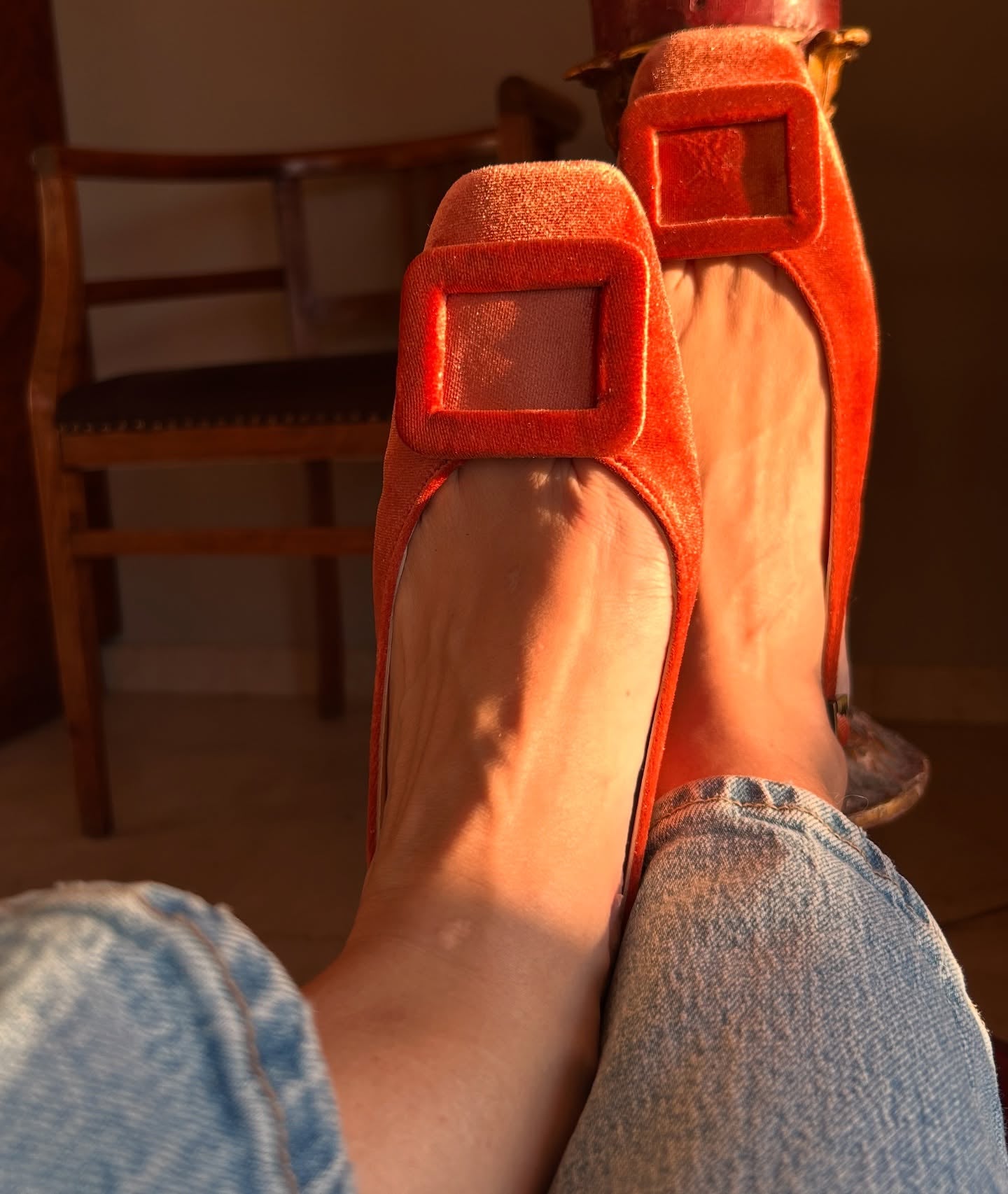 Velvet Rectangular Ballet Flats