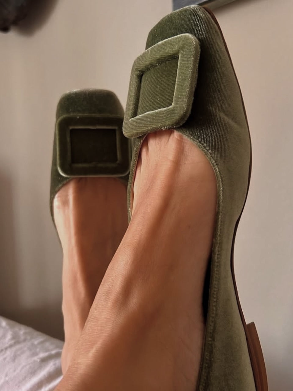Velvet Rectangular Ballet Flats