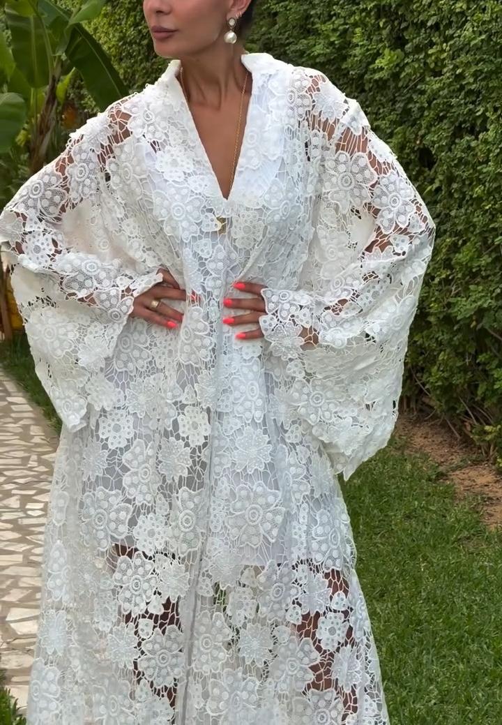 Floral Cut-out Lace Caftan