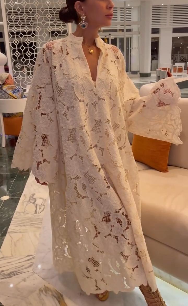 Floral Cut-out Lace Caftan