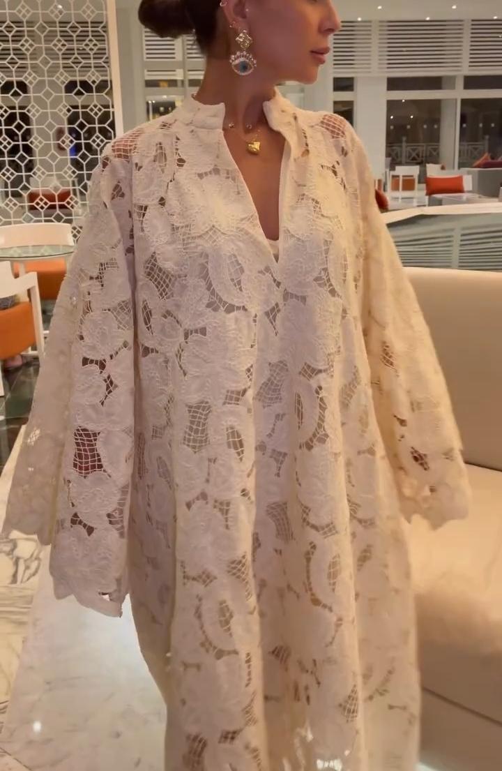 Floral Cut-out Lace Caftan
