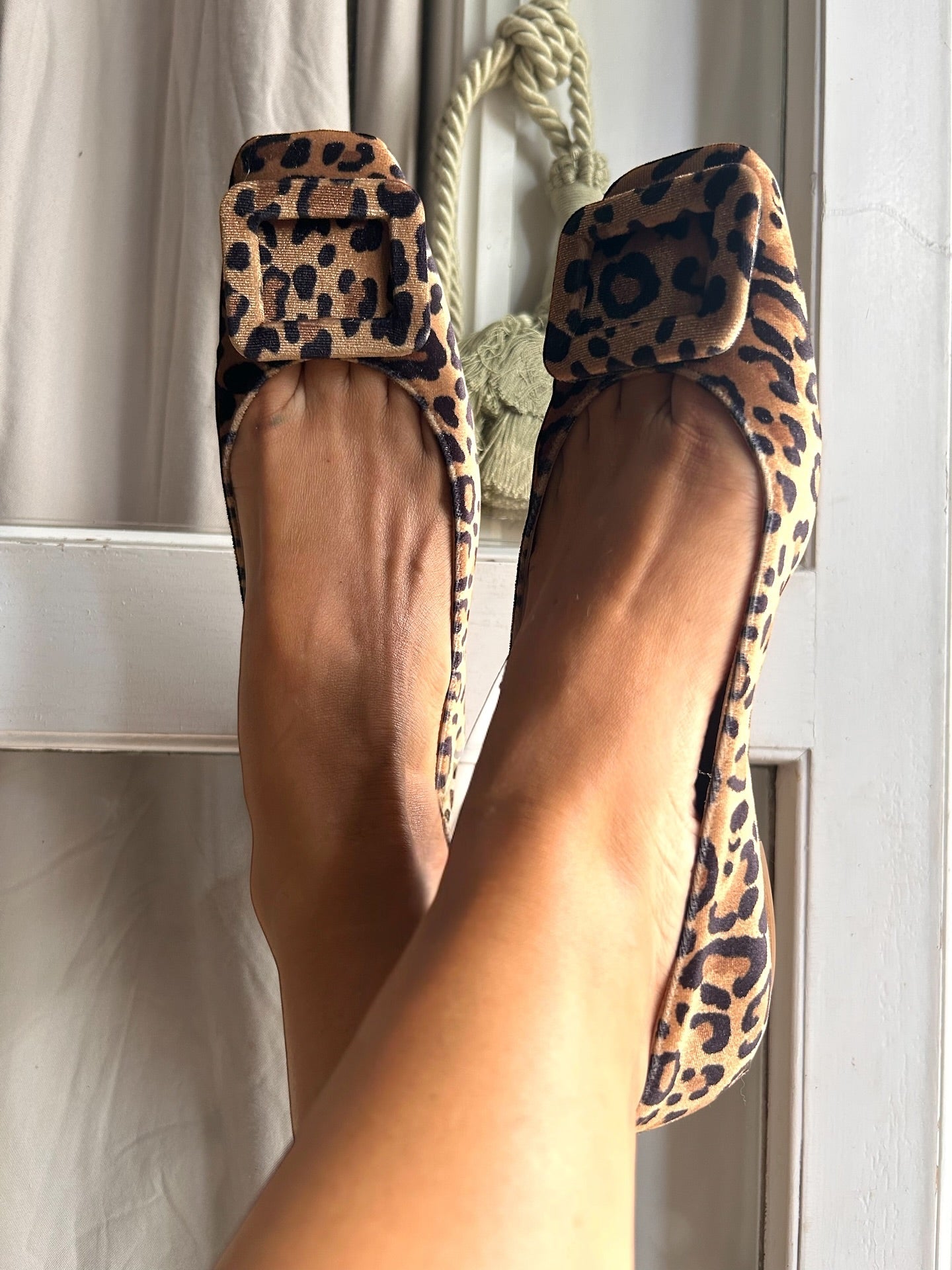 Animal Print Velvet Ballet Flats
