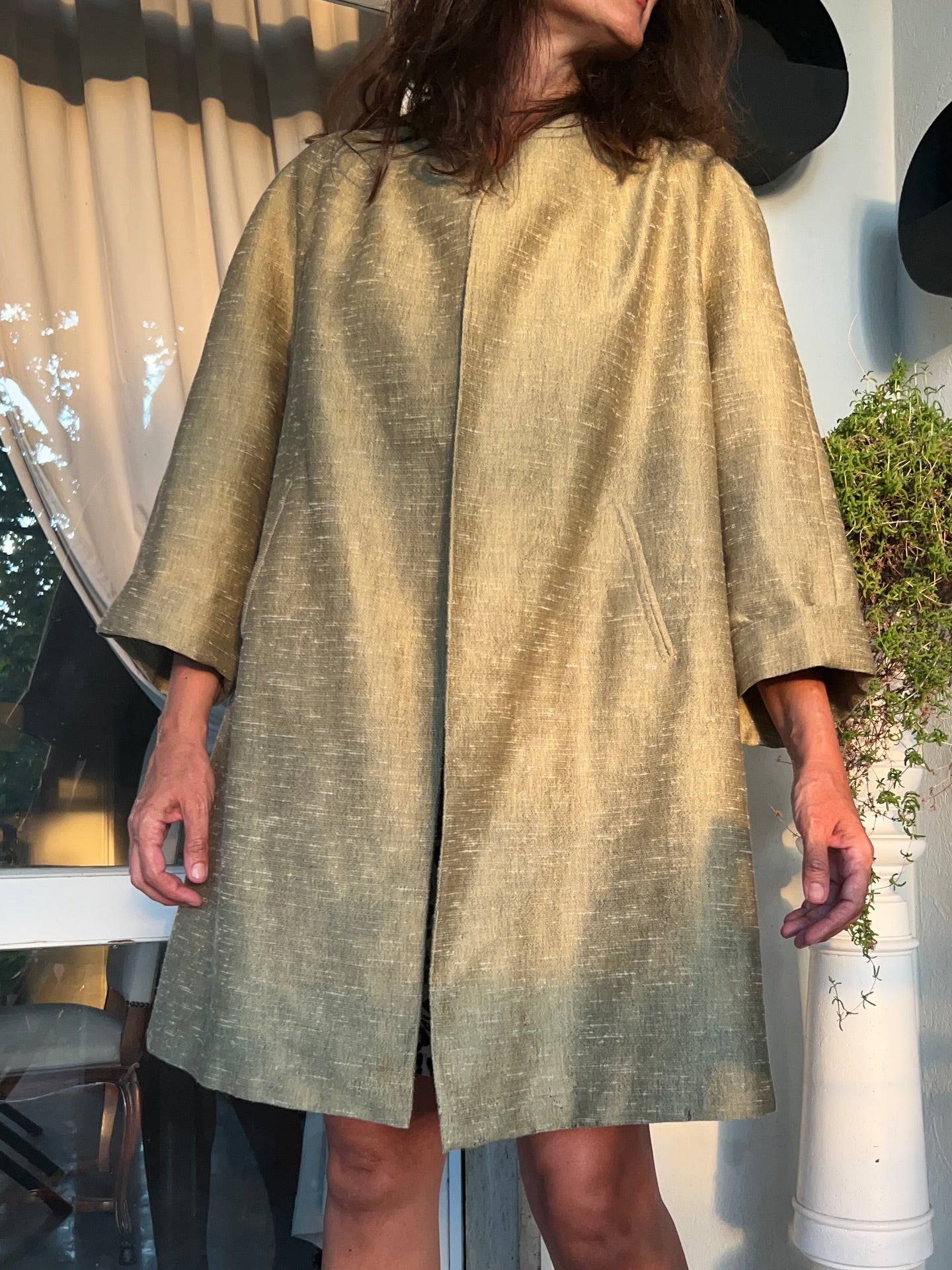 3/4 Sleeves Olive Green Coat