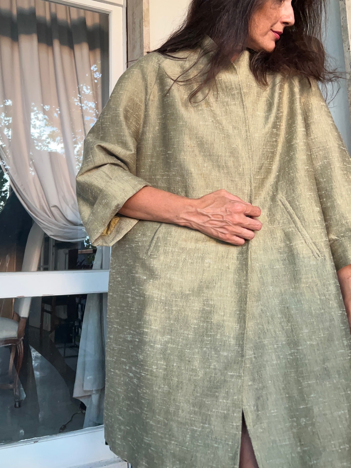 3/4 Sleeves Olive Green Coat