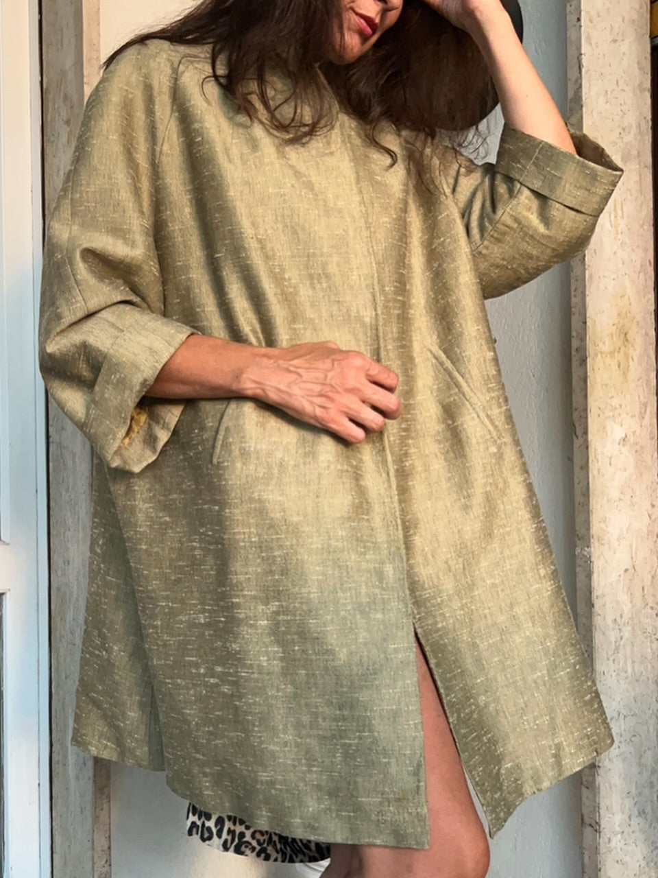 3/4 Sleeves Olive Green Coat
