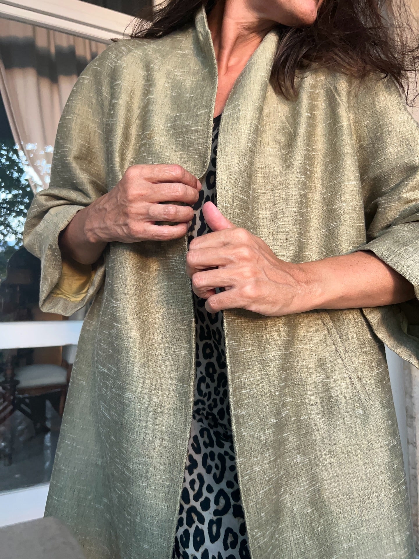 3/4 Sleeves Olive Green Coat