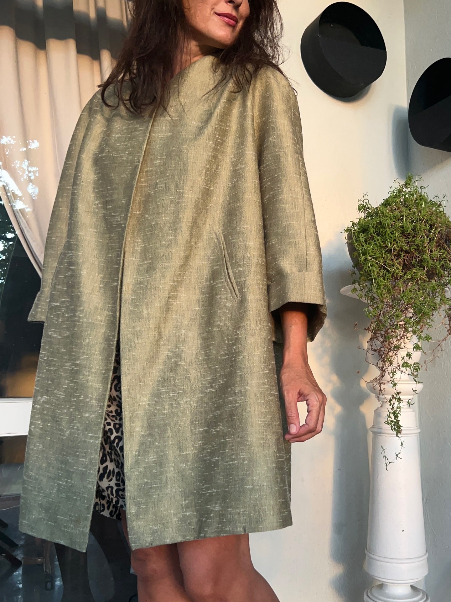 3/4 Sleeves Olive Green Coat
