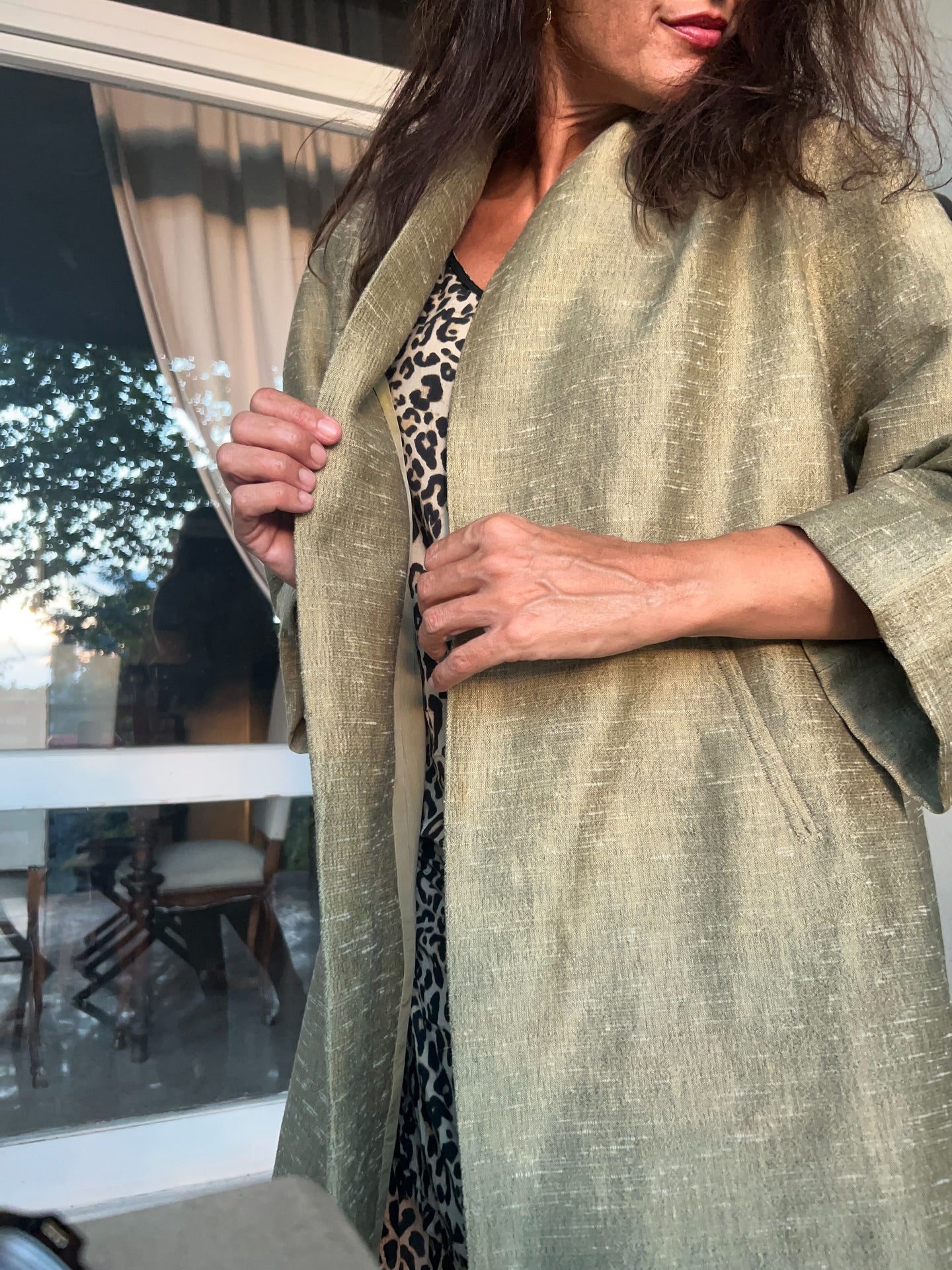 3/4 Sleeves Olive Green Coat