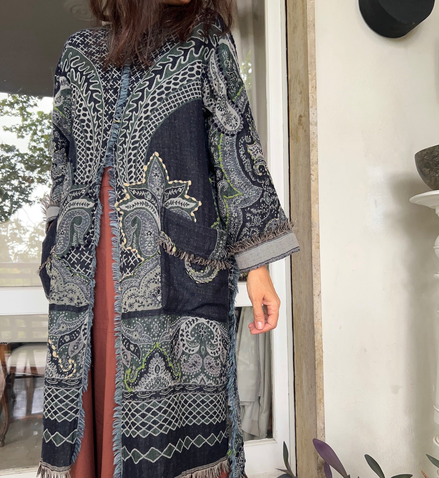 Blue Wool Trench Coat