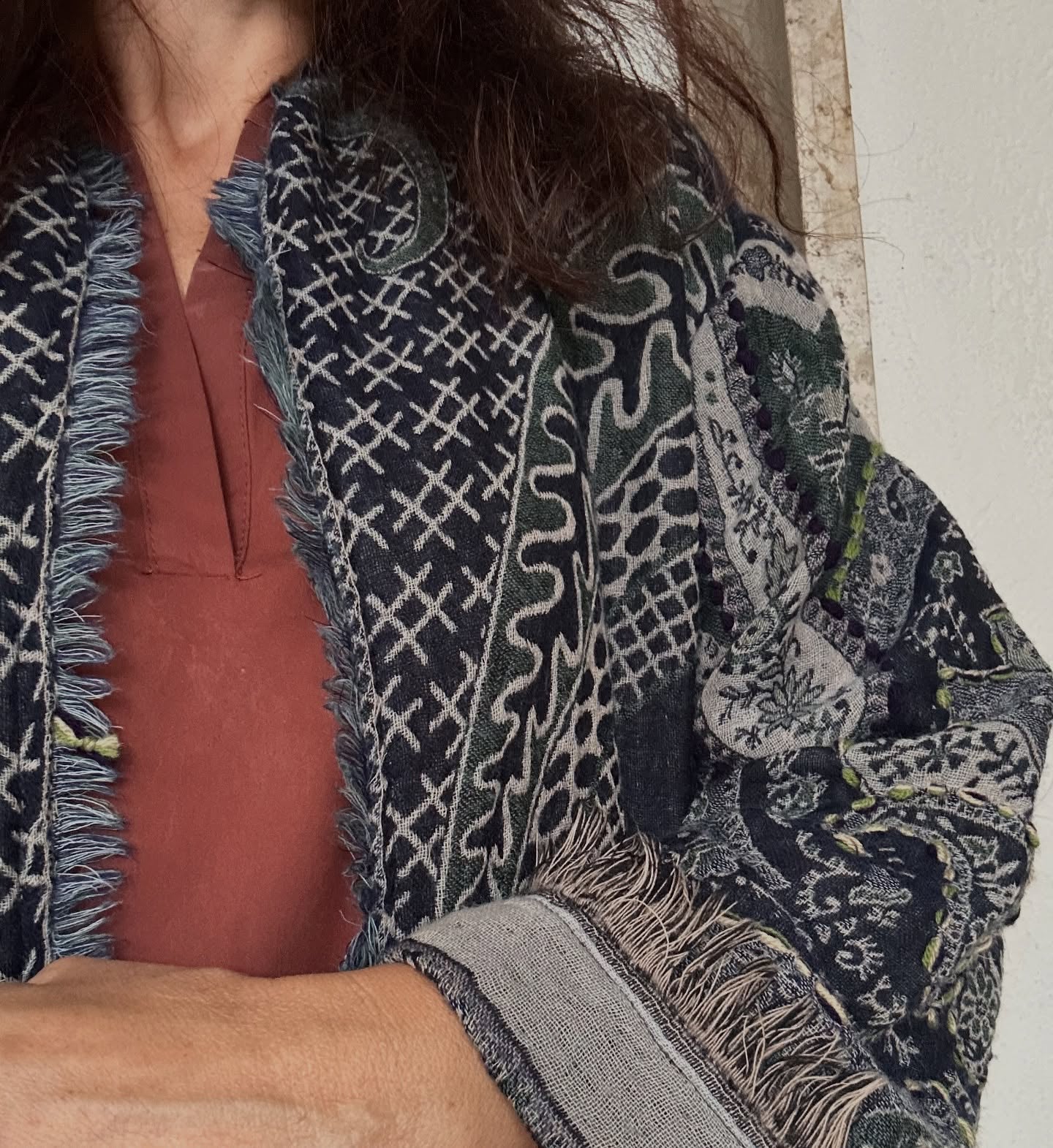 Blue Wool Trench Coat