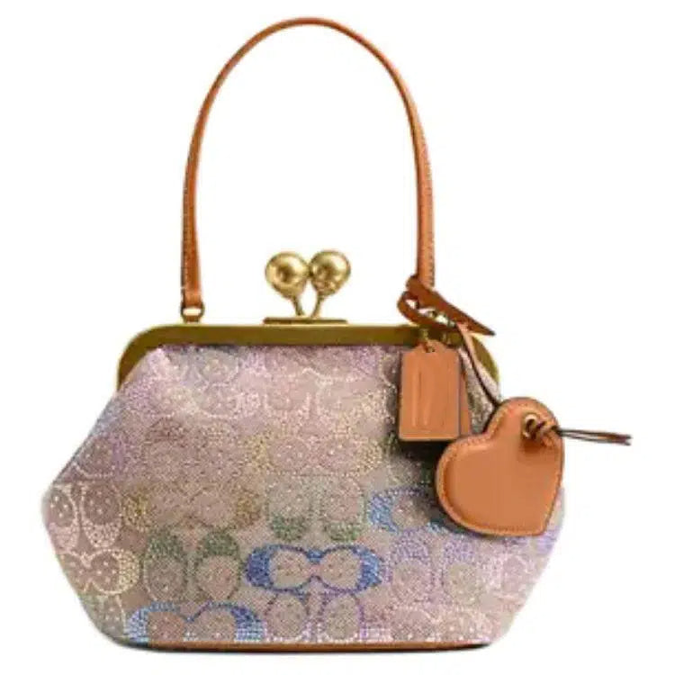 Snap-fastening Leather Handbag