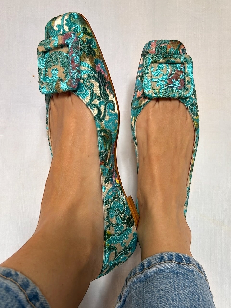 Black Brocade Patterned Ballet Shoes