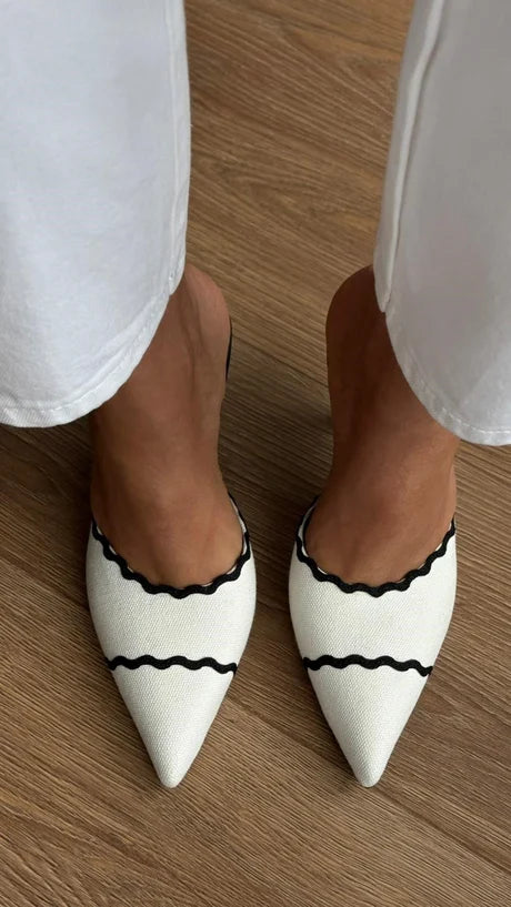 LINEN HEEL SLIPPERS BLACK