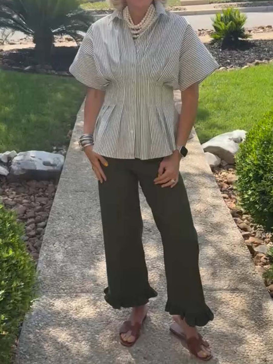 Exaggerated Sleeve Pleated Blouse