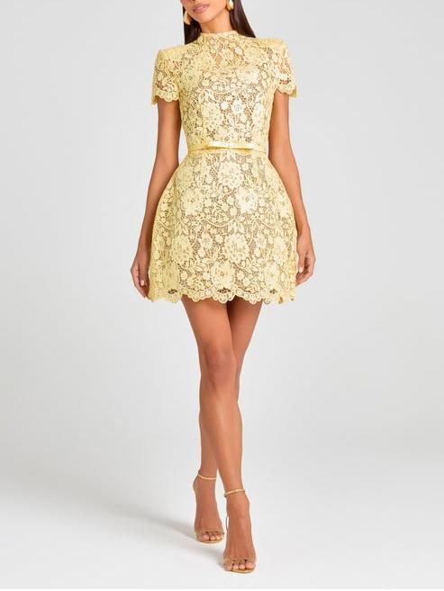 Yellow Lace Mini Dress