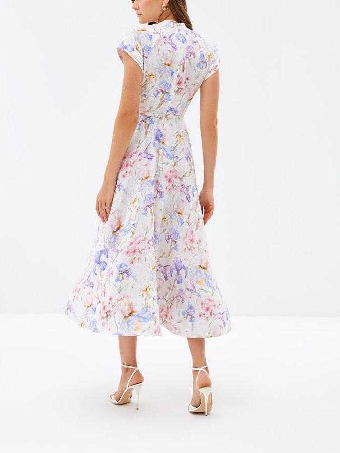 Waist-Cinching Belt Midi Dress