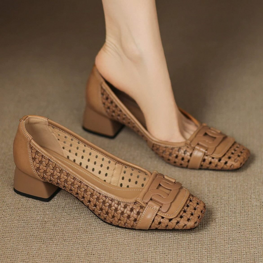 Square Toe Hollow Breathable Versatile Mary Jane Shoes