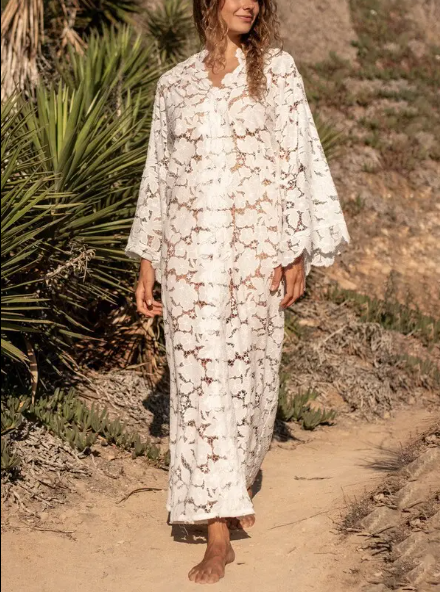 Floral Cut-out Lace Caftan