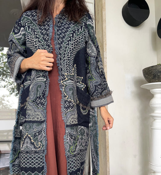 Blue Wool Trench Coat