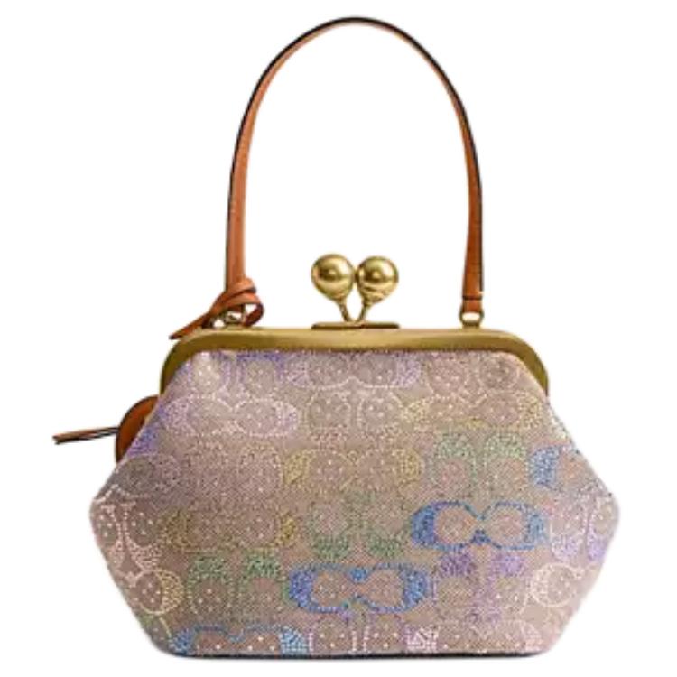 Snap-fastening Leather Handbag