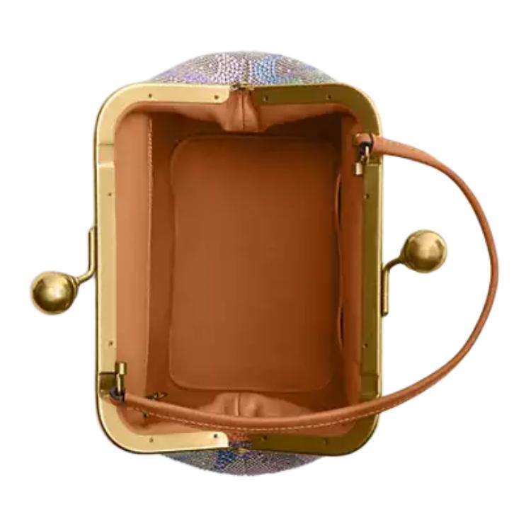 Snap-fastening Leather Handbag