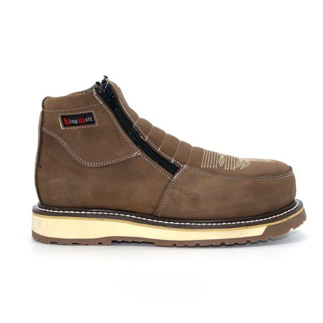 Steel Toe Zipper Leather Work Boots