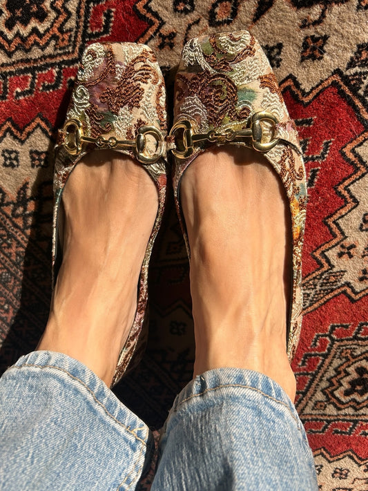 Cognac Brocade Ballerinas