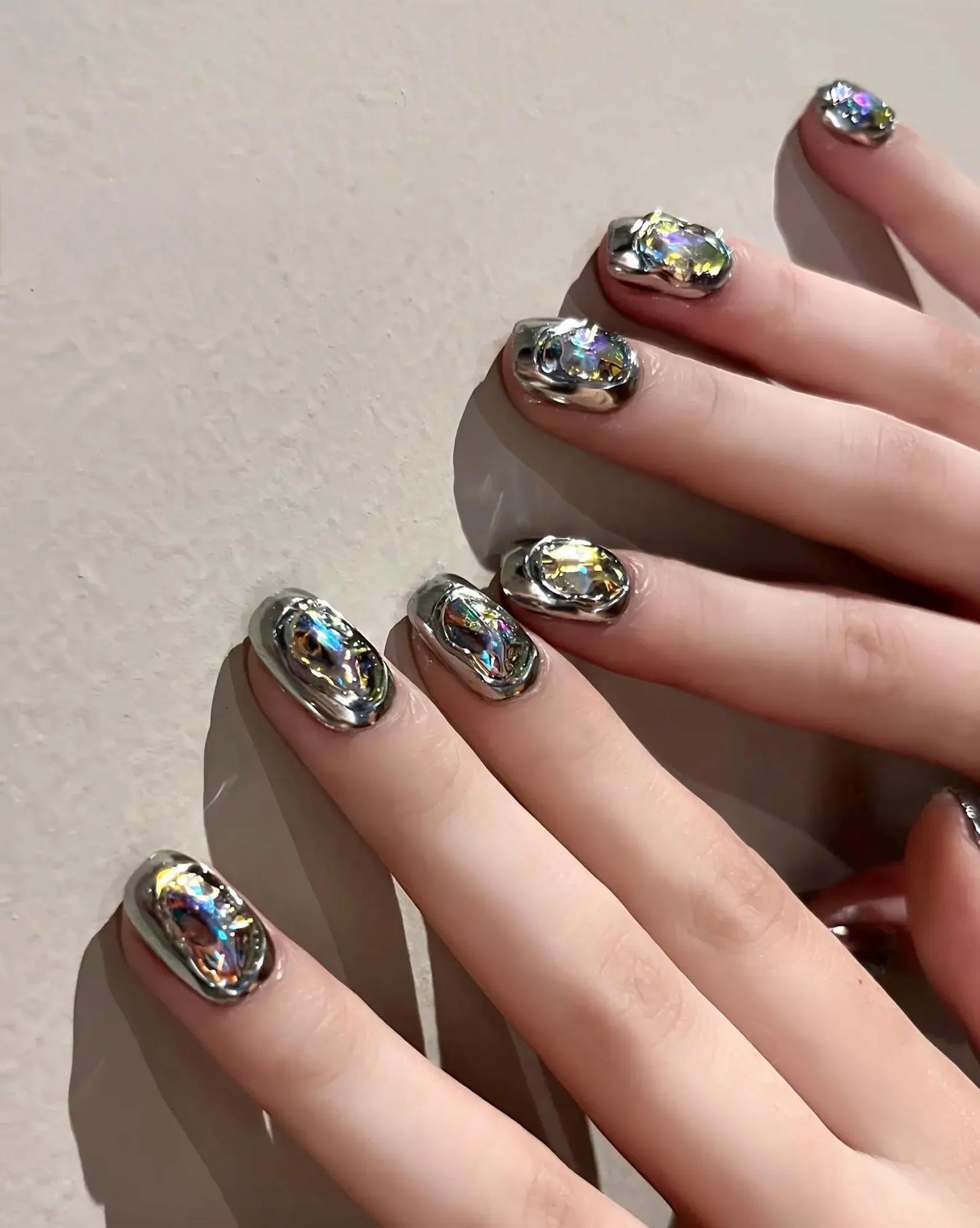 Liquid Chrome Press On Nails