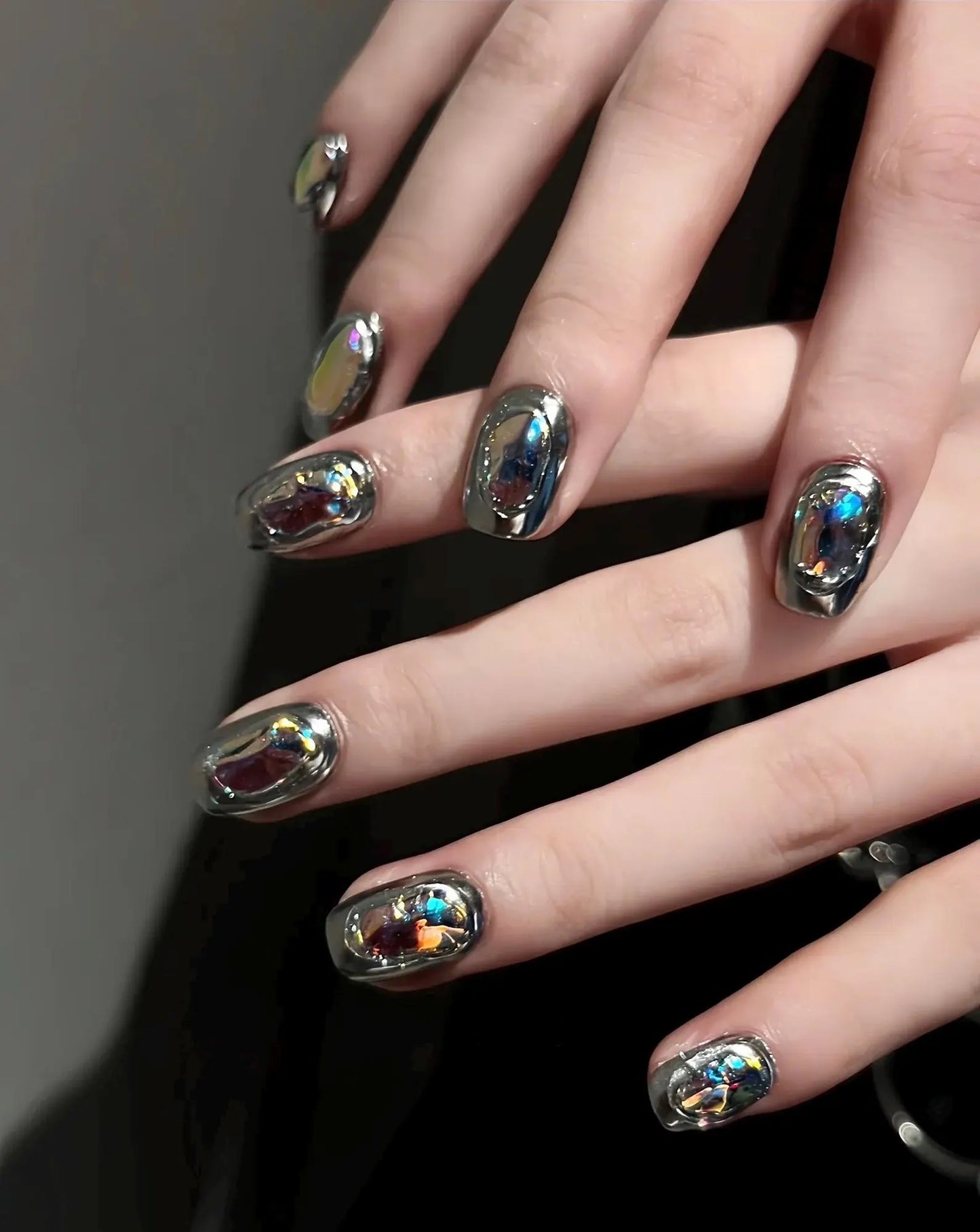 Liquid Chrome Press On Nails