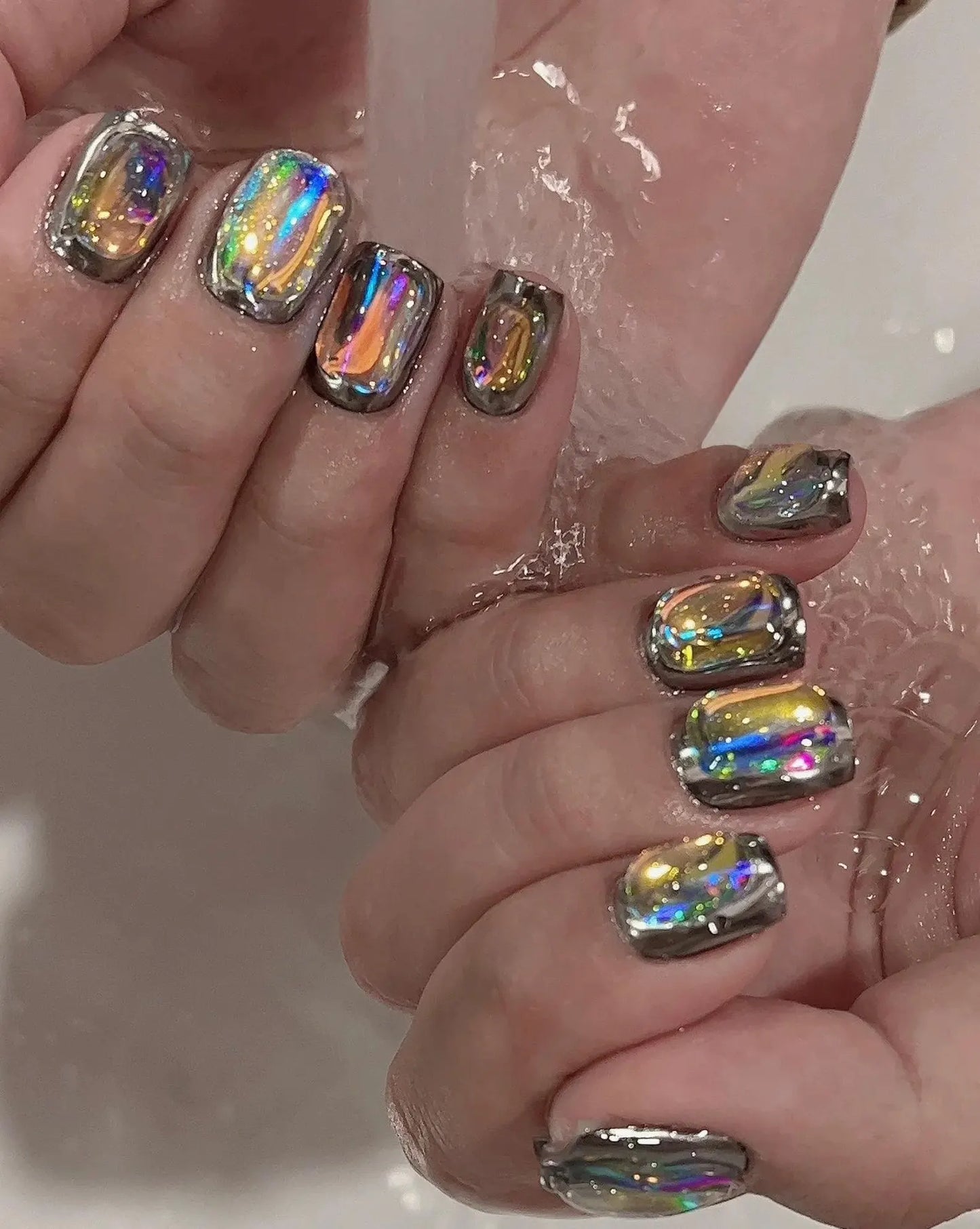 Liquid Chrome Press On Nails